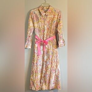 Zara Printed 100% Cotton Shirt Dress Midi Length Size XXL